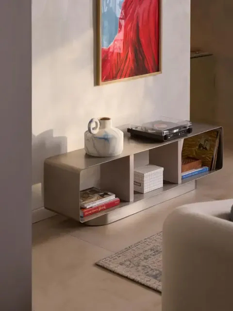 nowoczesna metalowa szafka RTV