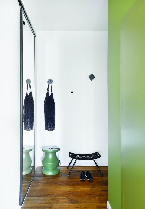 zielono biały hol przedpokój