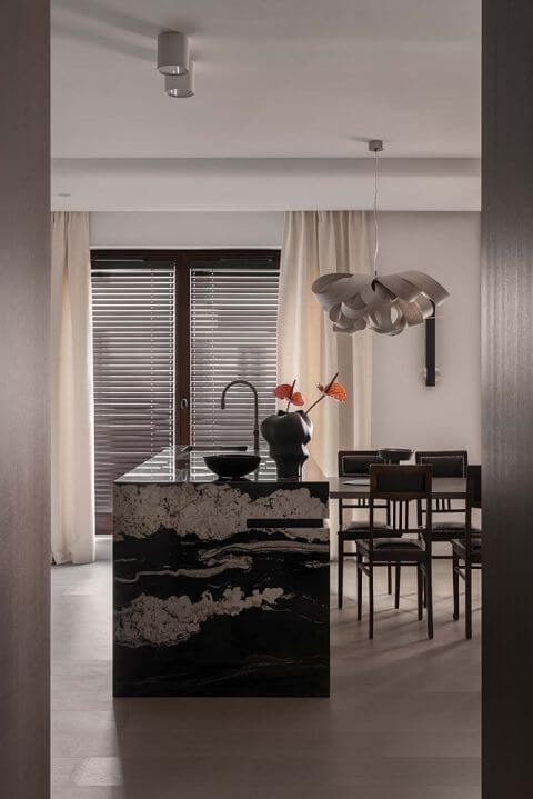 wyspa kuchenna z dwóch rodzajów kwarcytu