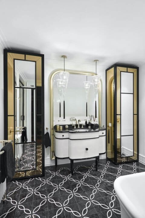 Czarno-biała łazienka w stylu art déco