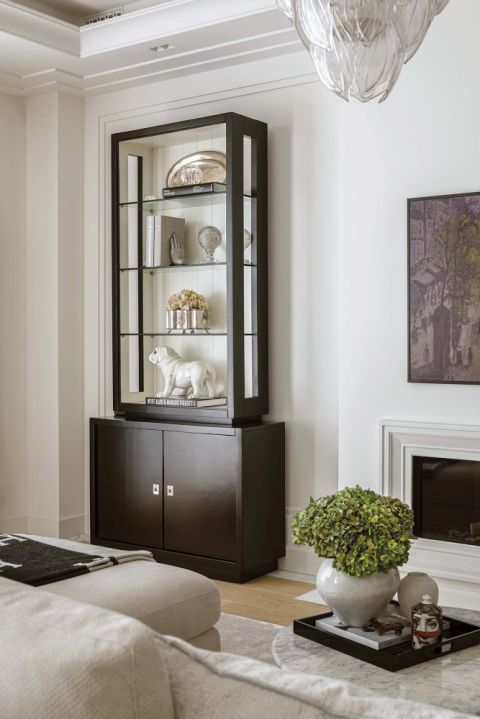 czarne witryny w salonie