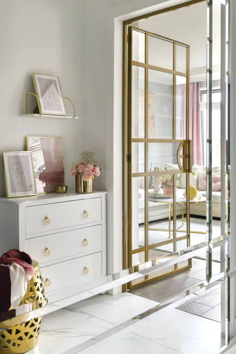 przedpokój glamour biało złoty