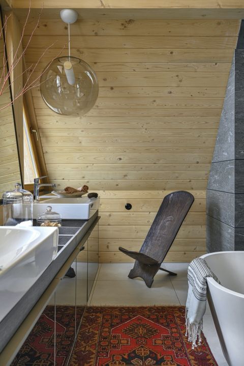 łazienka w nowoczesnym stylu góralskim