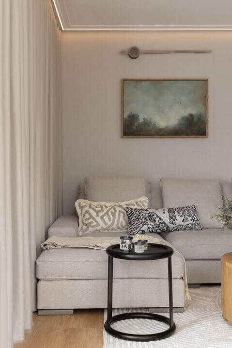 mieszkanie w beżach i szarościach