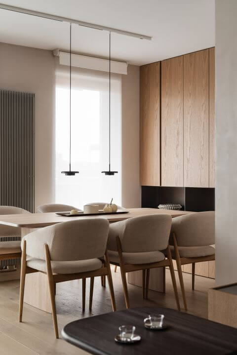 jadalnia w salonie styl quiet luxury