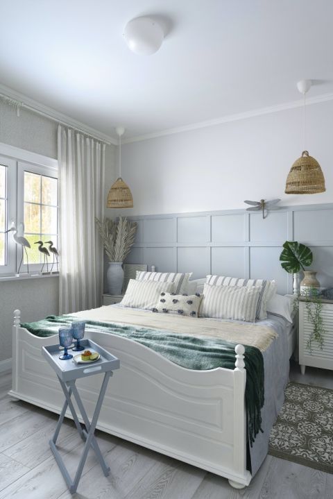 styl hamptons sypialnia