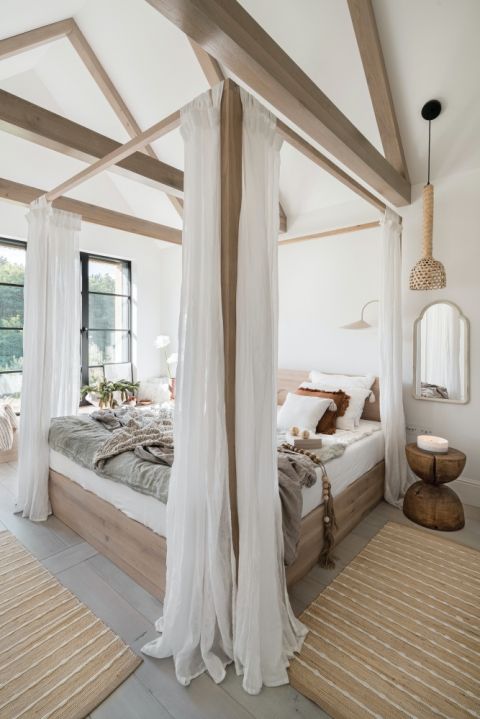 sypialnia w stylu modern farmhouse