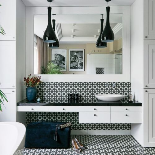 czarno-biała łazienka pomysły aranżacje