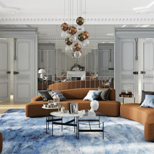 brązowa sofa w salonie