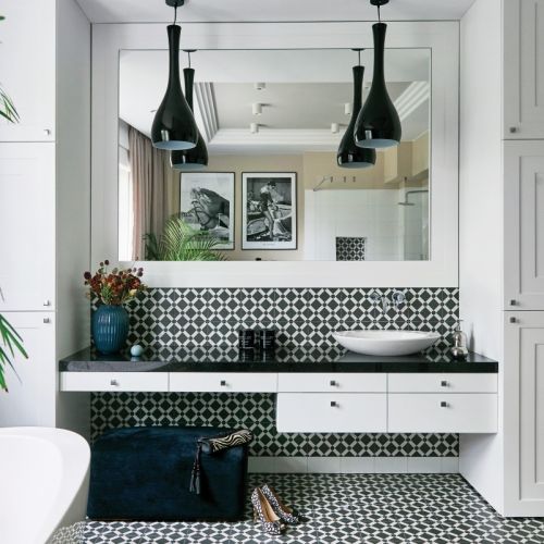 biało czarna łazienka