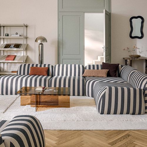 narożna sofa modułowa w paski Wolke od Westwing