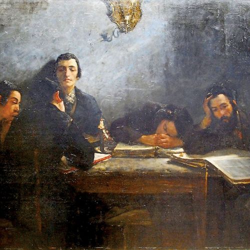 Samuel Hirszenberg (1865–1908) Szkoła talmudystów, 1887 (ze zbiorów Muzeum Narodowego w Krakowie).