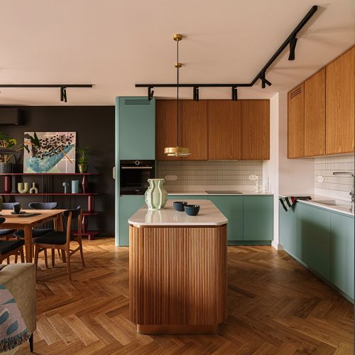 nowoczesne mieszkanie w odważnych kolorach z nutą retro