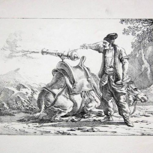 Aleksander Orłowski Artylerzysta strzelający z armaty umocowanej na siodle wielbłąda , RYNEK SZTUKI ŁÓDŹ