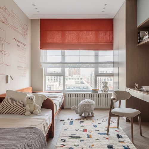 nowoczesny pokój dziecięcy w apartamencie w paryskim stylu