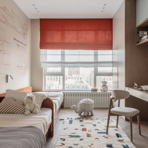 nowoczesny pokój dziecięcy w apartamencie w paryskim stylu