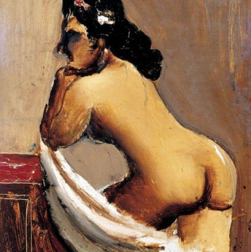 Artur Nacht-Samborski- Akt z białą draperią , 1925 r., Muzeum Narodowe w Poznaniu