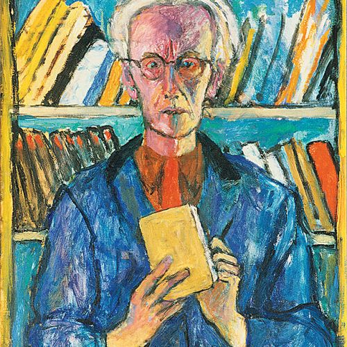 Autoportret z książkami , 1973 r. Krakowski kopista