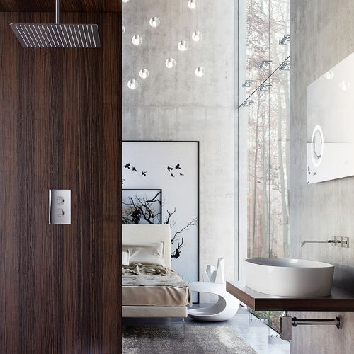 Bateria Notion za 1690 zł i deszczownica Aquablade (40 x 40 cm) za 1645 zł, vado