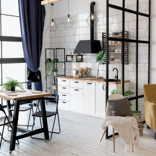 biała kuchnia w stylu industrialnym