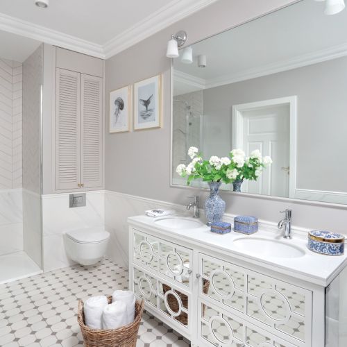 biało szara łazienka