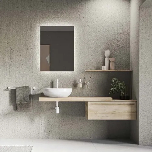 drewniany blat łazienkowy pod umywalkę