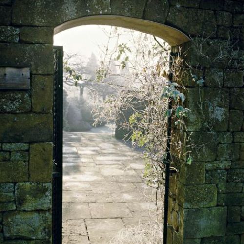 Brama do ogrodu. Ogród w zimowej szacie