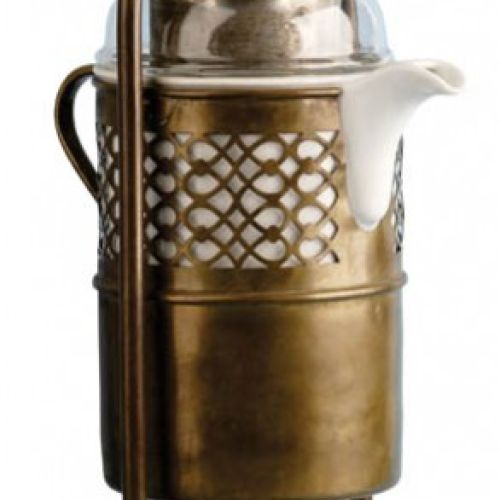 Ceramiczny dzbanek w mosiężnej obudowie, KOLEKCJA MAURO CARLI