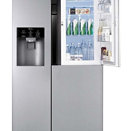 Chłodziarko-zamrażarka side by side Lancaster 2 jest dwuskrzydłowa (ale trzydrzwiowa) i ma podajnik na wodę, LG