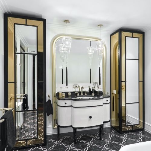 Czarno-biała łazienka w stylu art déco