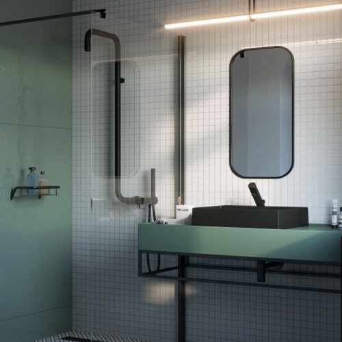 czarne wyposażenie łazienki