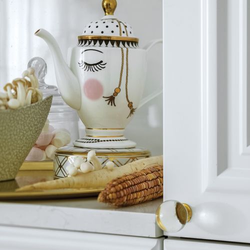 biała kuchnia dekoracje w stylu glamour