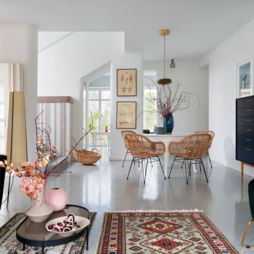 aranżacja salonu w domu typu kostka