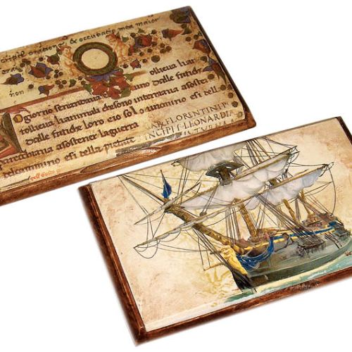 Drewniane wizytowniki zdobione decoupage, lekko patynowane, Hanna Użycka/Hanutka, www.artmaginarium.pl