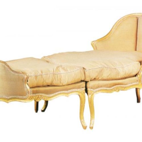 Duchesse brisée, leżanka z pozłacanego drewna w stylu Ludwika XV.