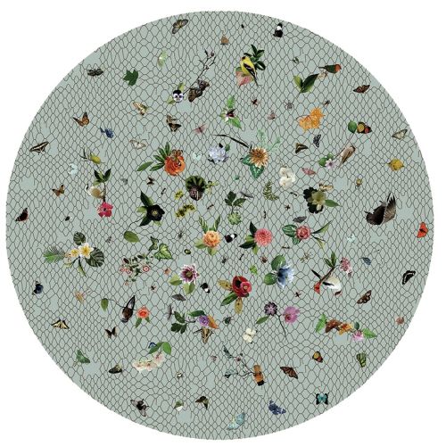 Nowoczesny okrągły dywan w kwiaty