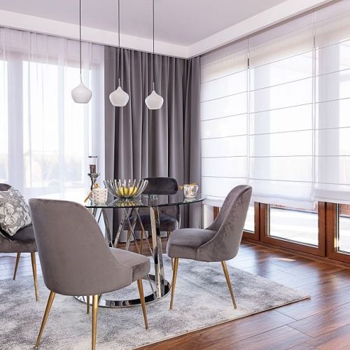 szary dywan pod stół jadalniany