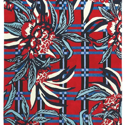 dywan w kwiaty czerwony