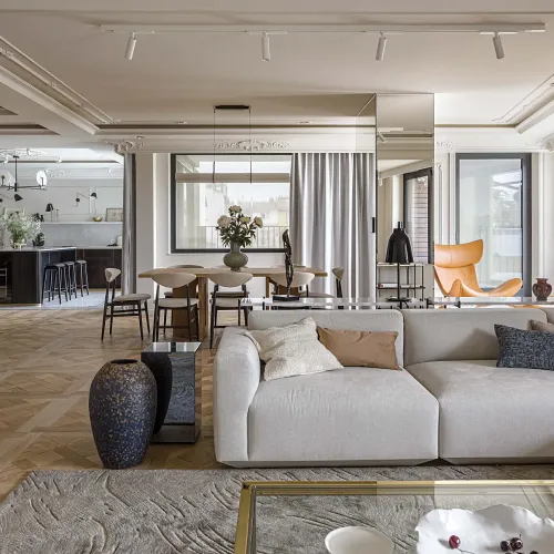 luksusowy salon w krakowskim apartamencie