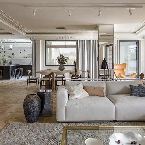 luksusowy salon w krakowskim apartamencie