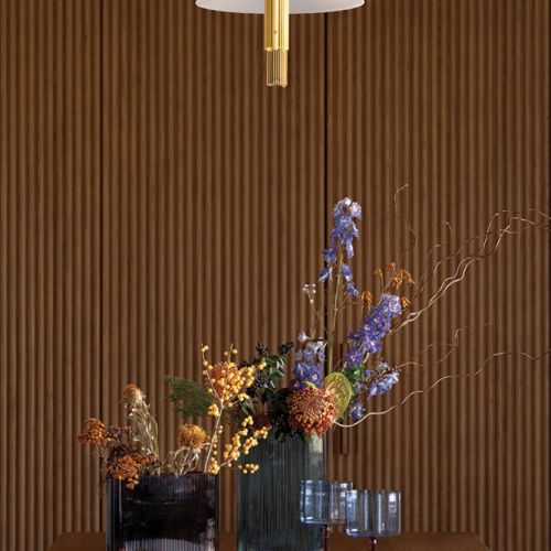 ryflowana ściana w jadalni