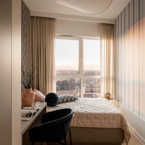 beżowa sypialnia modern classic