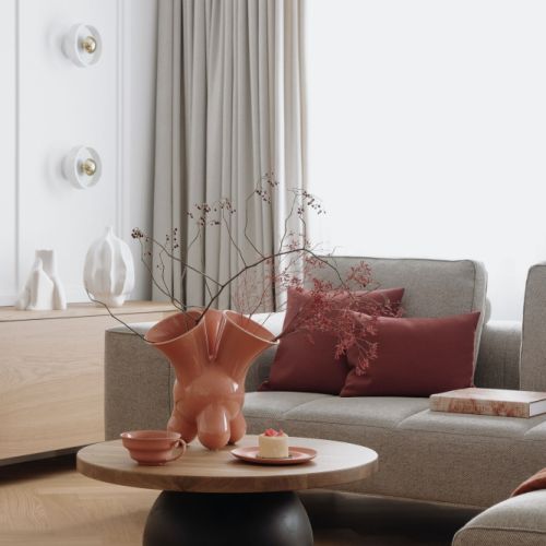 elegancki salon w mieszkaniu nad morzem