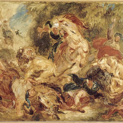 Eugène Delacroix Polowanie na lwy , 1854 r.