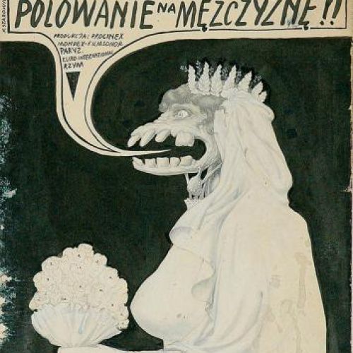 Franciszek Starowieyski Projekt plakatu Polowanie na mężczyznę , 1969 r., cw 4000 zł, REMPEX