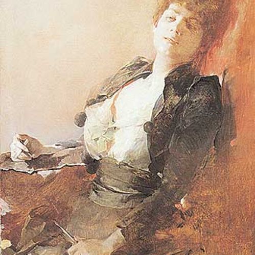 Franciszek Żmurko Portret kobiety z wachlarzem i papierosem , 1891 r., Fundacja im. Raczyńskich przy MN w Poznaniu.