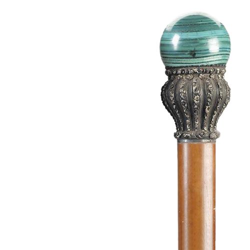 Gałka z malachitu i srebra, Niemcy lub Anglia, XIX w.