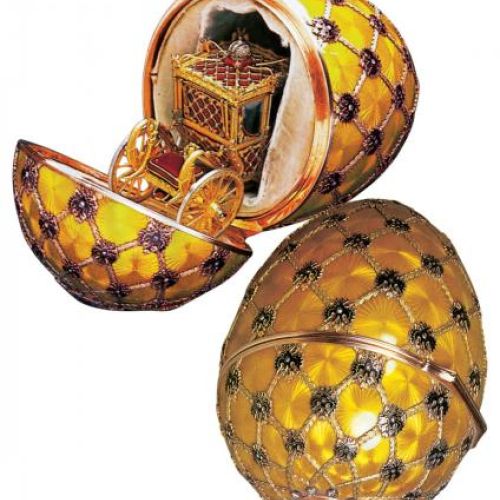 Jajko koronacyjne z miniaturą karety - podarunek cara Mikołaja II dla carycy Aleksandry, 1897 r.