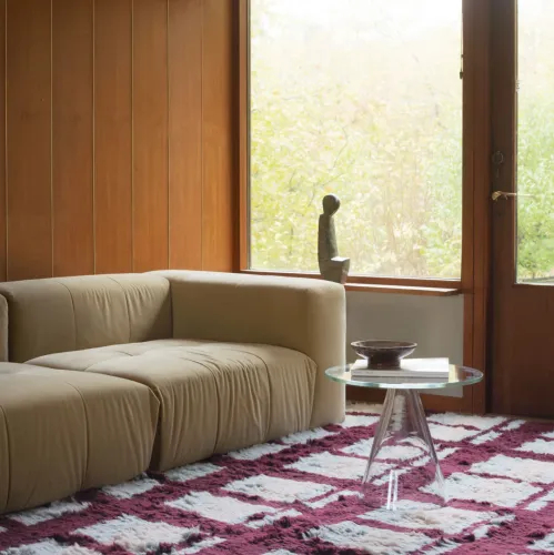 dywan we wzory w nowoczesnym salonie