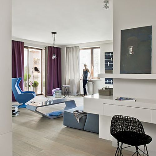 Nowoczesny apartament w beżach i błękitach